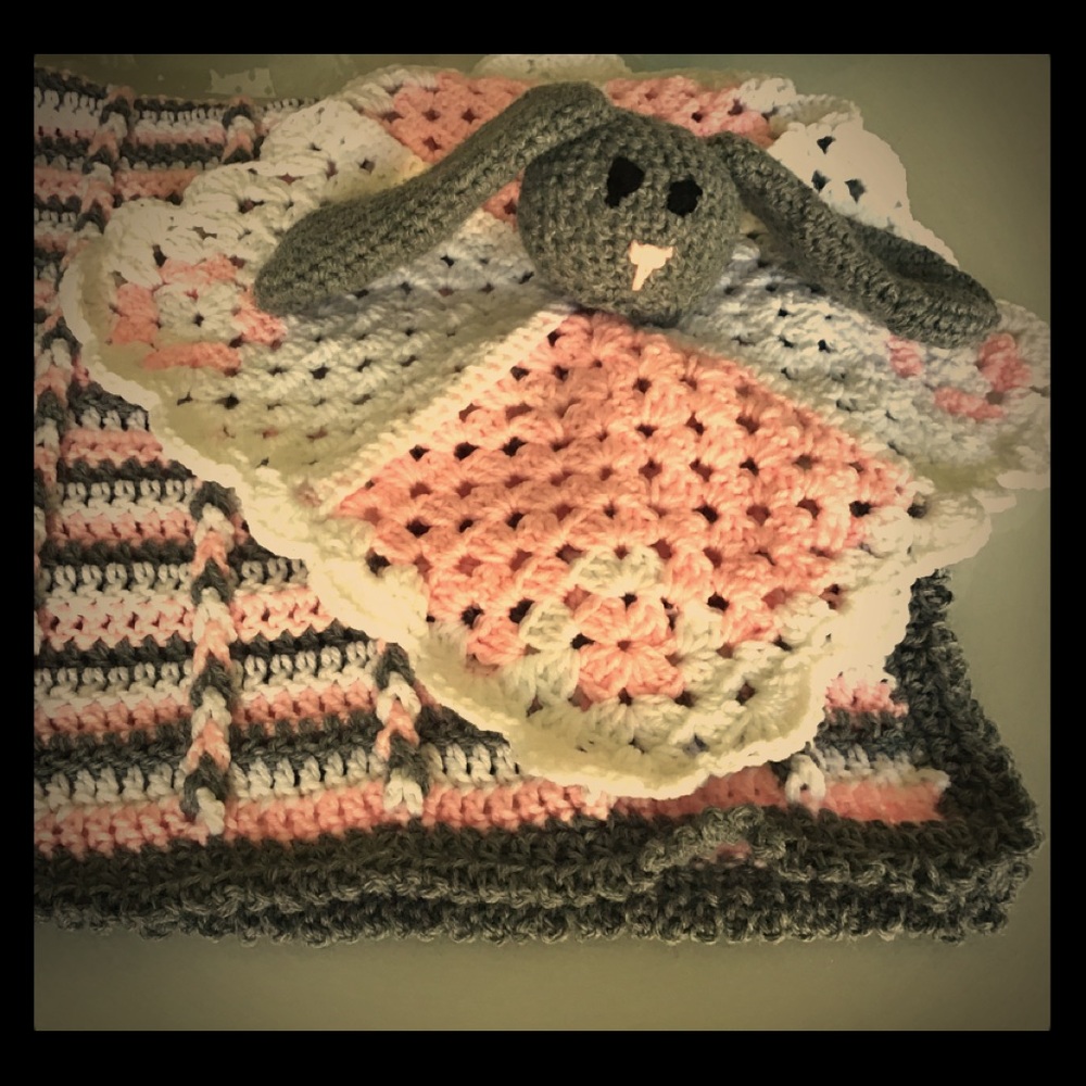 Baby blanket with matching lovey bunny